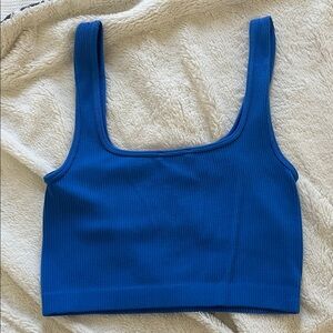 Zara Blue Ribbed Crop Top